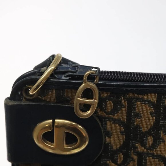 Christian Dior Trotter Canvas Shoulder Bag Navy Gold Auth 123286 - Picture 10 of 16
